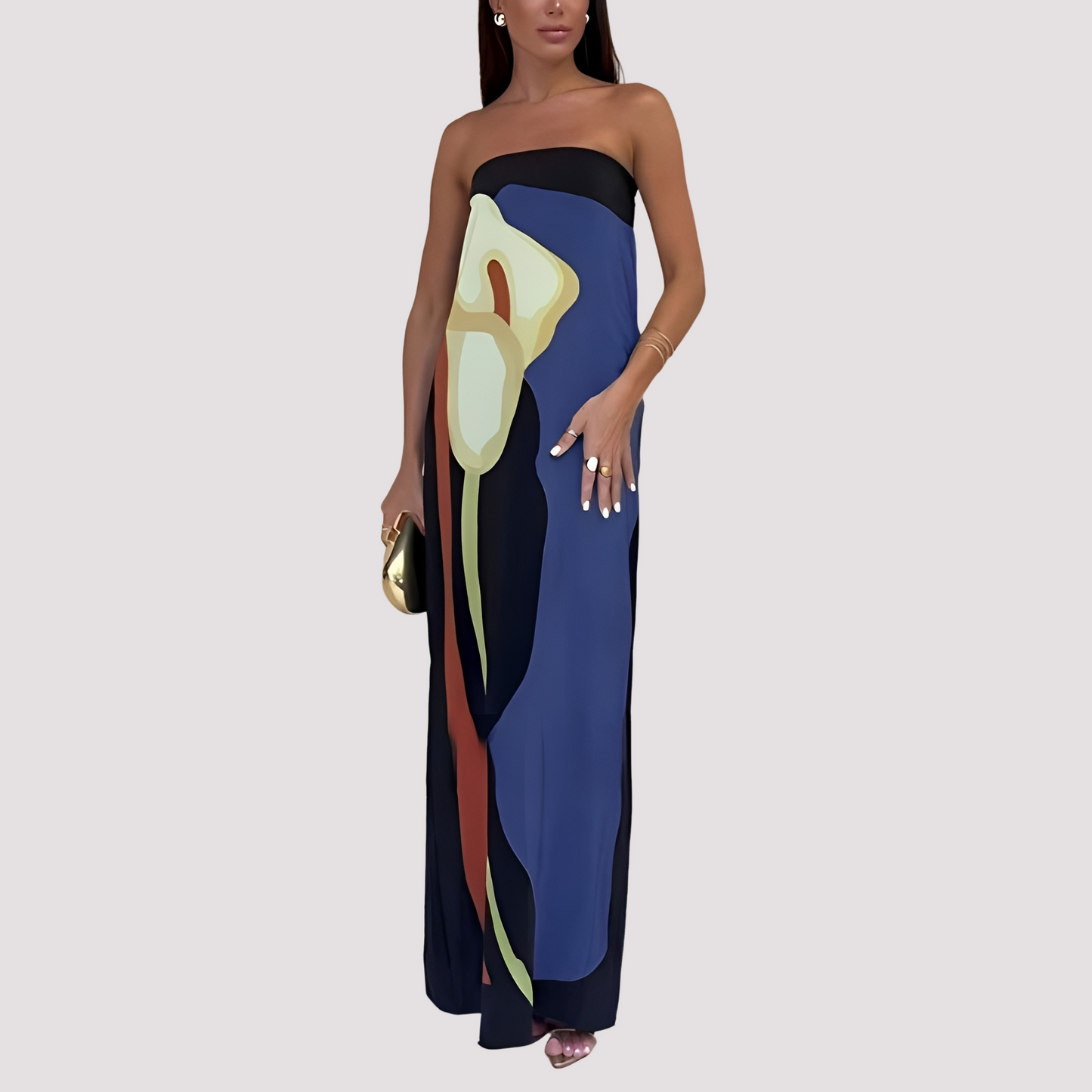 Samara - Elegantes schulterfreies langes Kleid