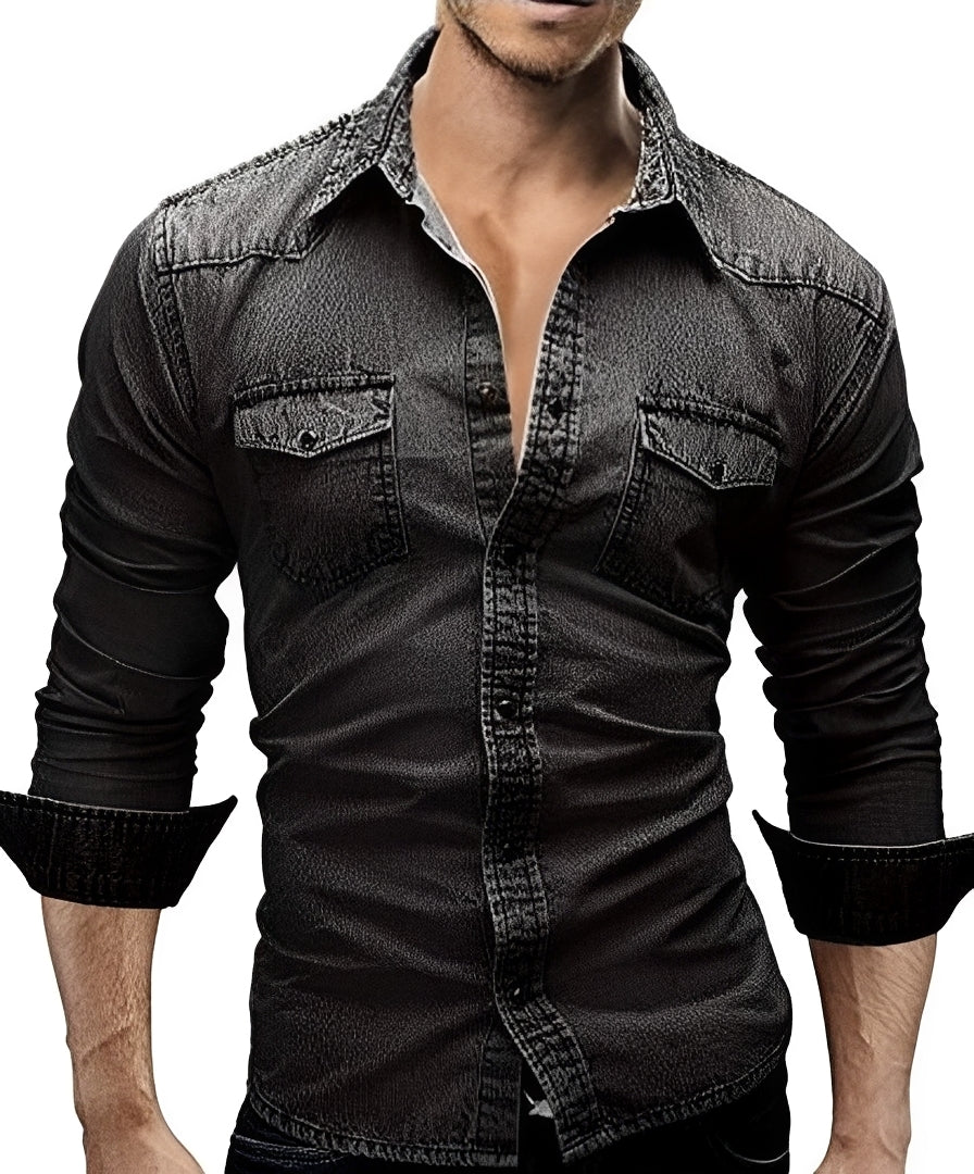 Arjun - Herren-Jeanshemd - Bequemes Langarmhemd