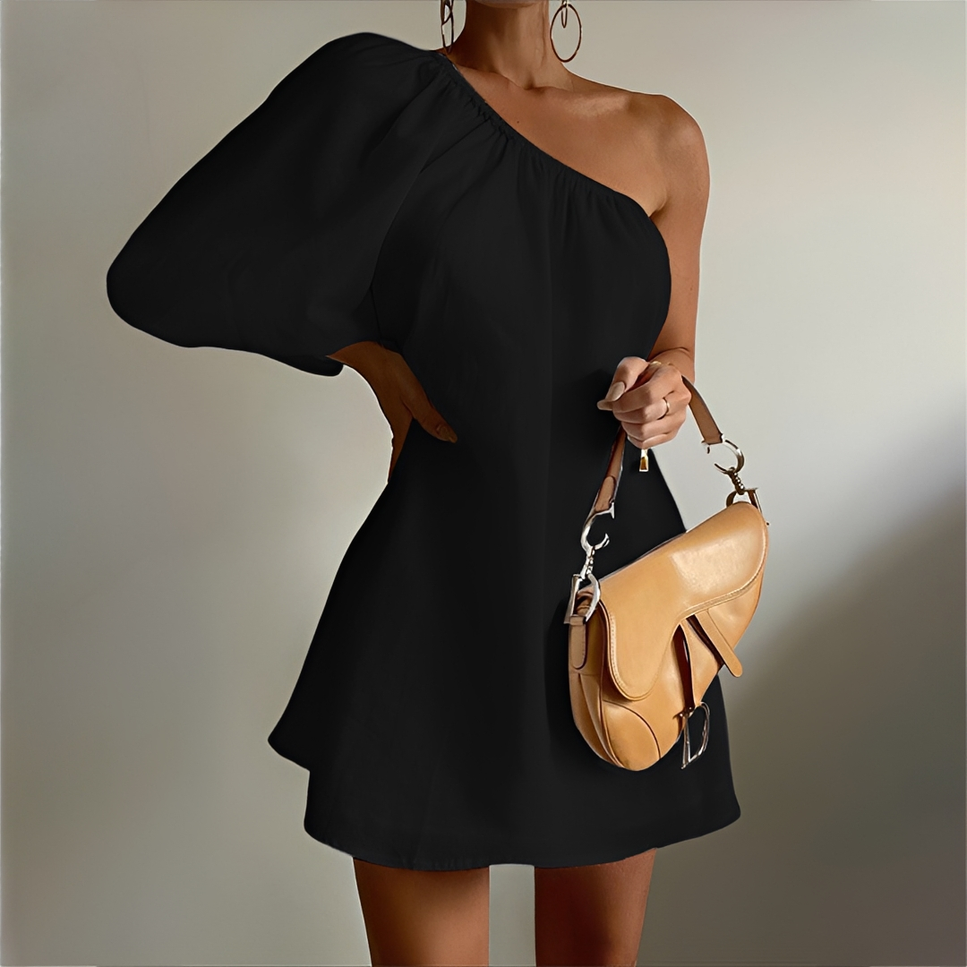 Jessy - Kurzes Kleid mit einseitigem Ärmel