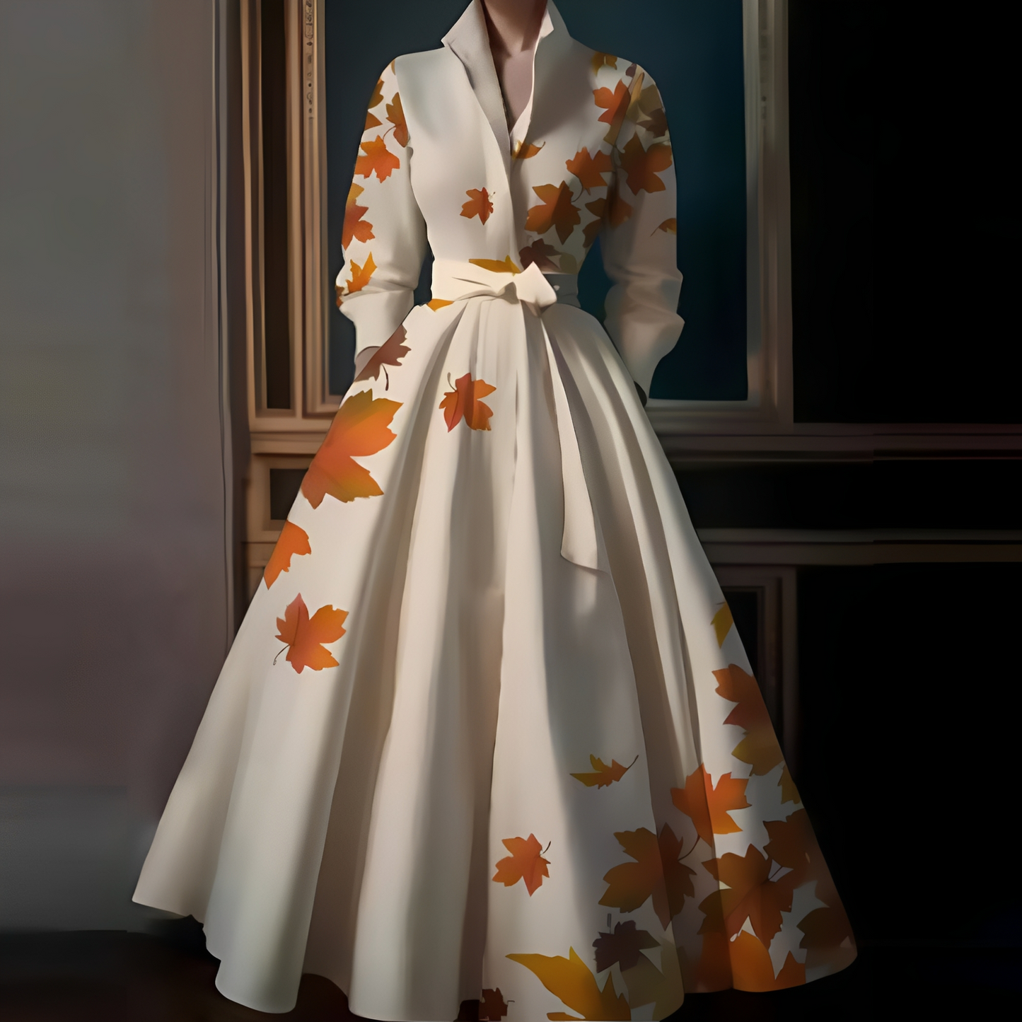Megan - Elegantes, langes Damenkleid mit Taillengürtel