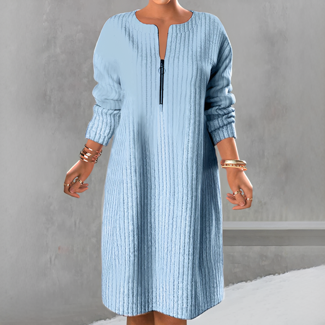 Marion - Elegantes Reißverschlusskleid mit langen Ärmeln