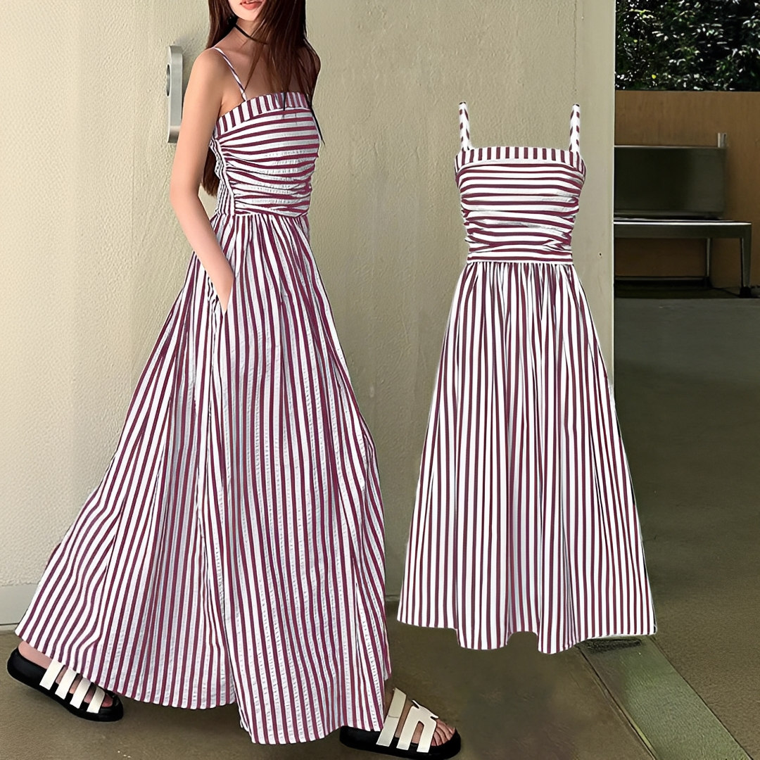 Cindy - Stilvolles Streifen-Maxikleid