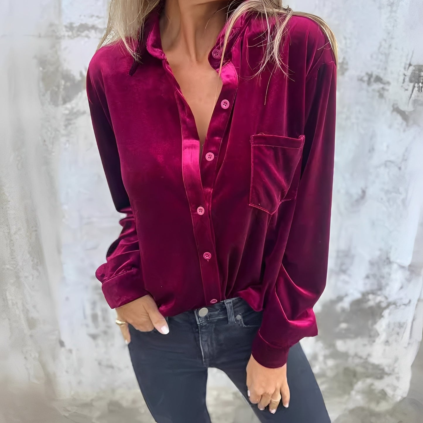 Jessie - Langärmelige Bluse mit Knopfverschluss