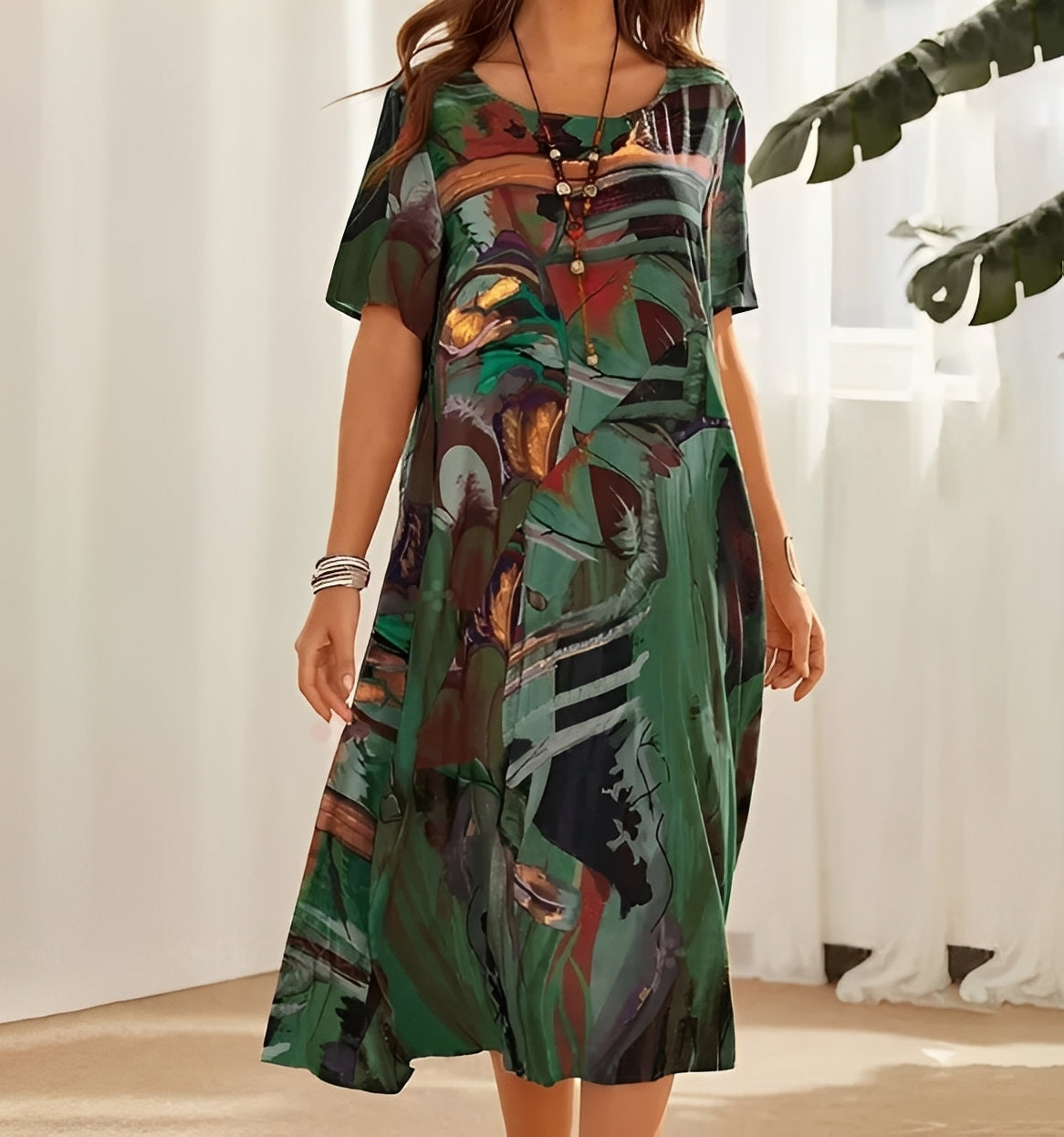Alexa - Stilvolles Damenkleid mit Muster und lockerer Form