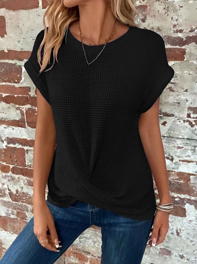 Annie - Elegantes kurzärmeliges Damen-Waffelshirt
