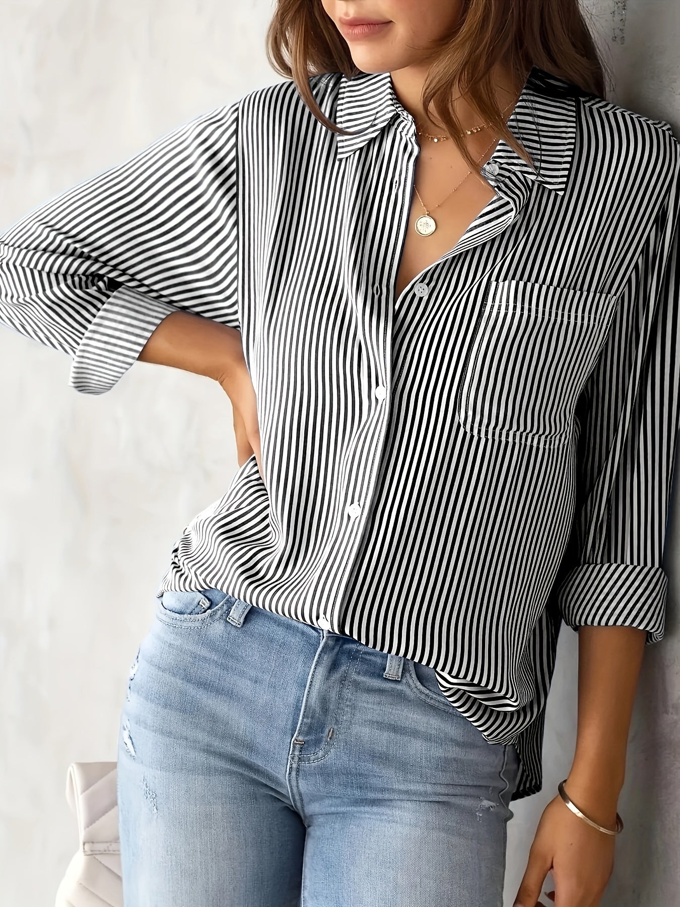 Nancy - Lockeres Damen-Shirt mit Streifen und langen Ärmeln