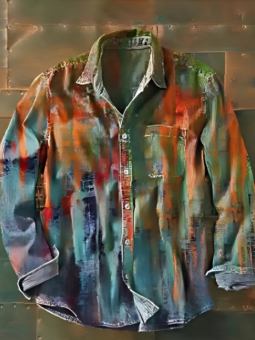 Charles – Herren-Langarmhemd – Intensiv gefärbt im Retro-Stil