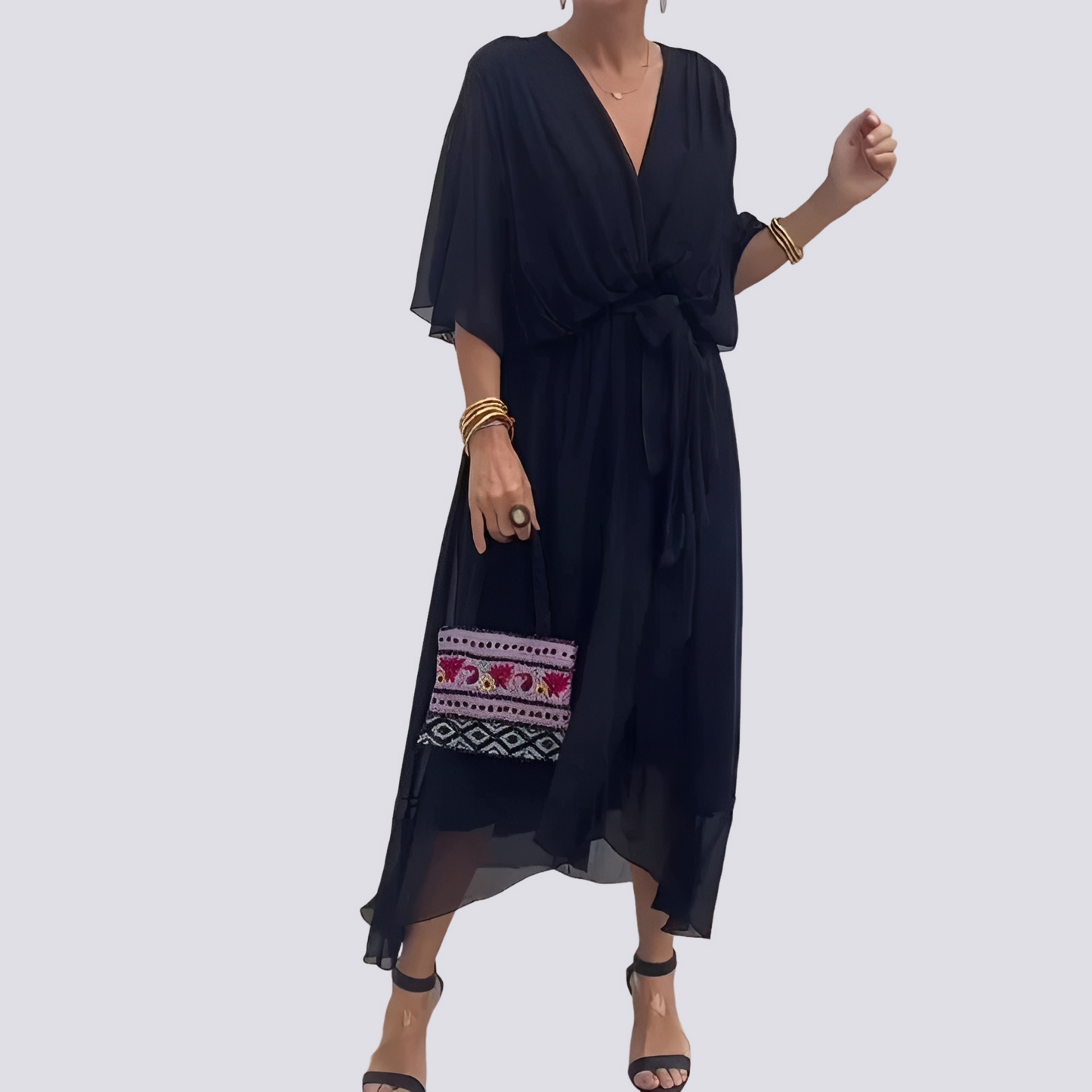 Jane - Kleid mit V-Ausschnitt und asymmetrischem Design