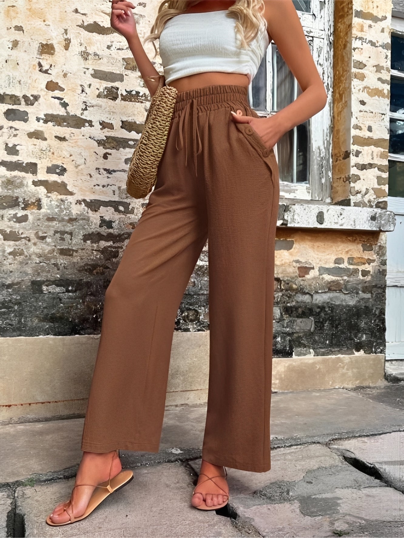 Allie - Trendige Damenhose mit weitem Schnitt und hohem Bund