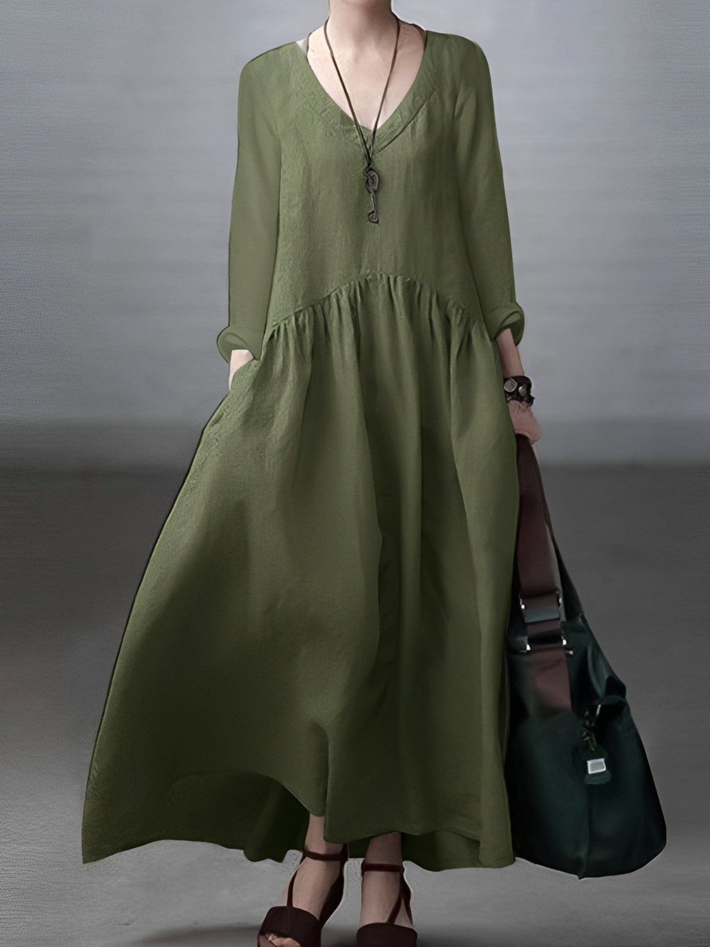 Lindy - Locker sitzendes, komfortables Kleid mit V-Ausschnitt für Damen