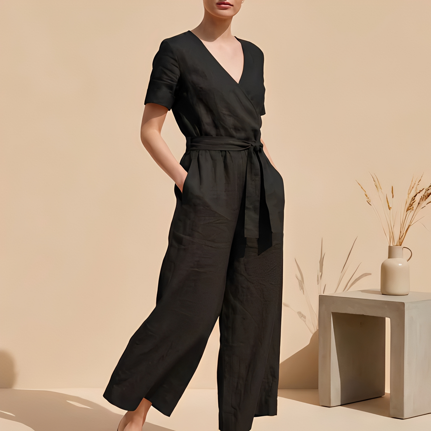 Charliya - Stilvoller Damen-Overall mit Frontbindung