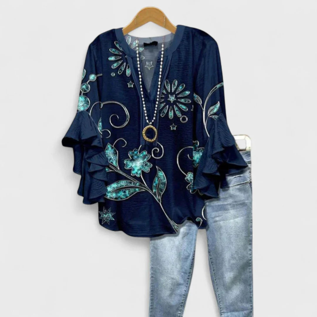 Kay- Stilvolle Damenbluse mit blumigem Muster