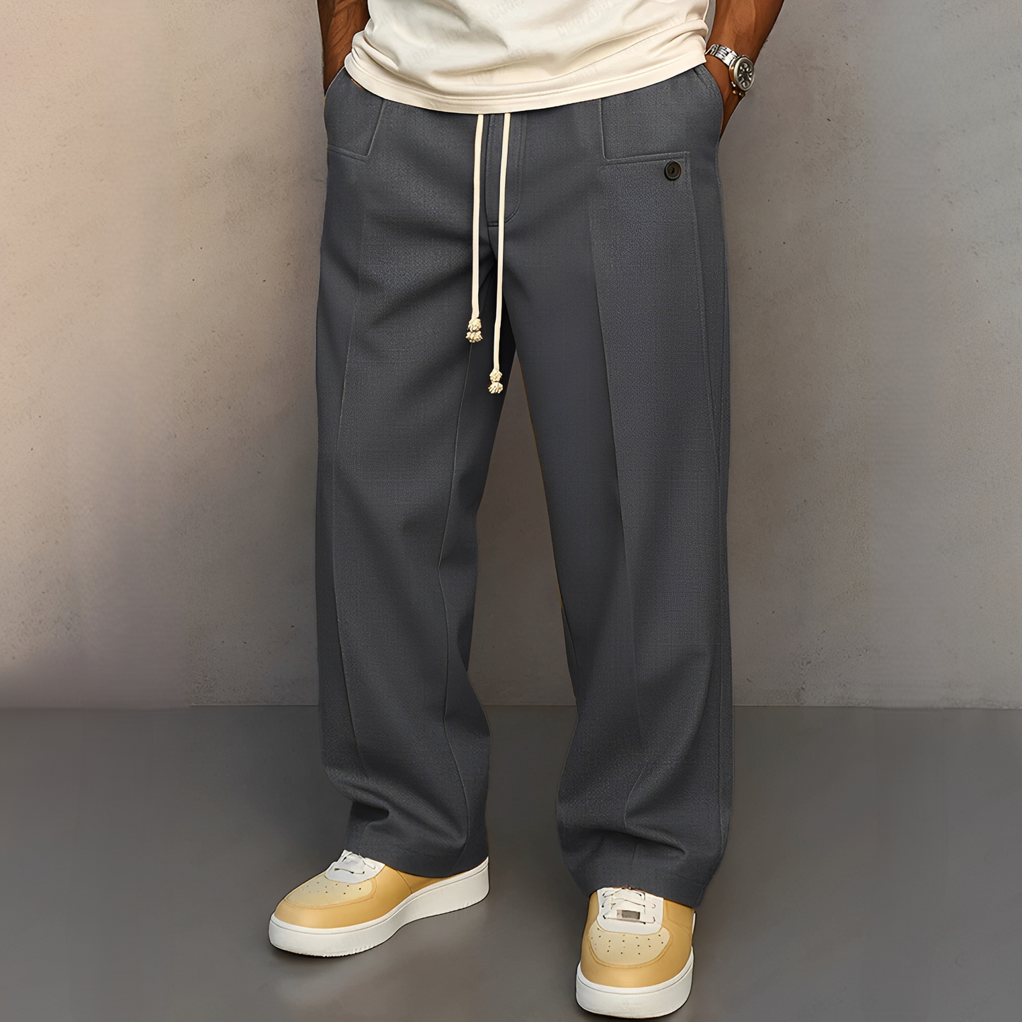 Conor - Komfortable Herrenhose mit geradem Schnitt und Kordelzug