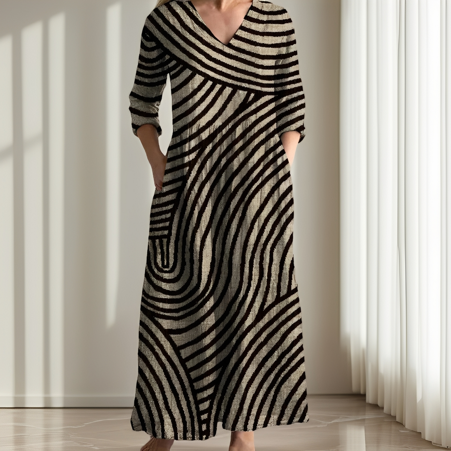 Evelyn - Zeitloses Damenkleid mit Streifen