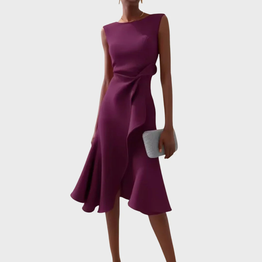 Sheila - Stilvolles Damen Midikleid mit Volantdetails