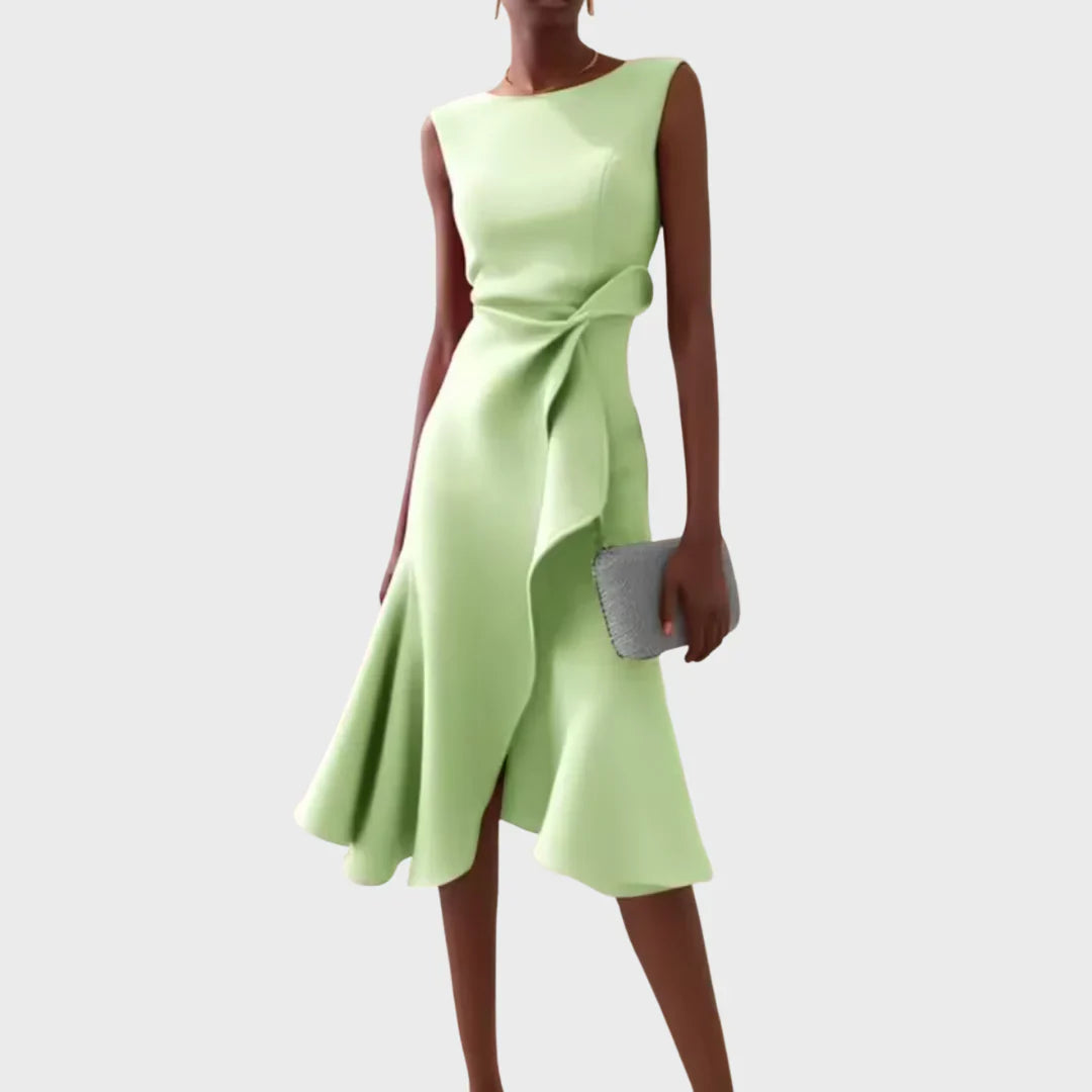 Sheila - Stilvolles Damen Midikleid mit Volantdetails