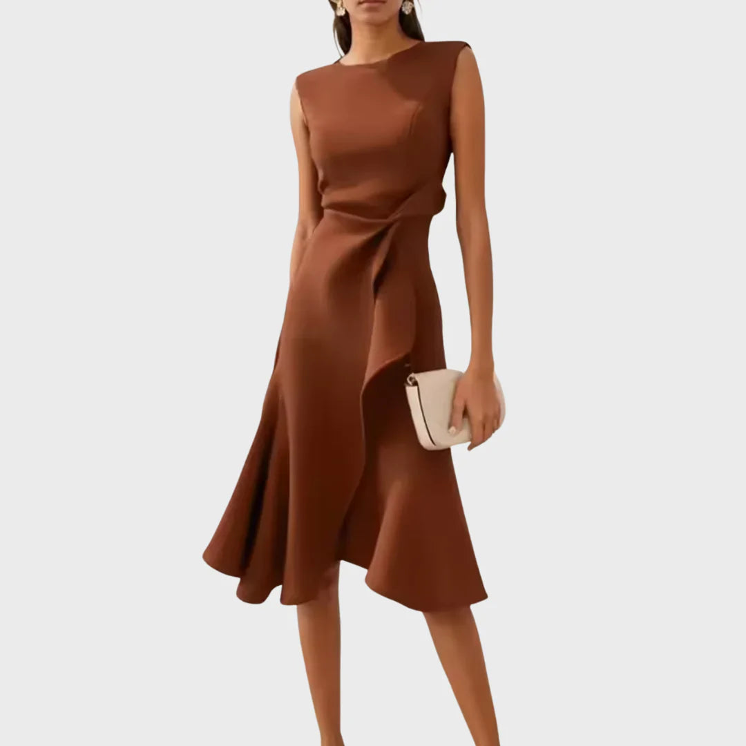 Sheila - Stilvolles Damen Midikleid mit Volantdetails