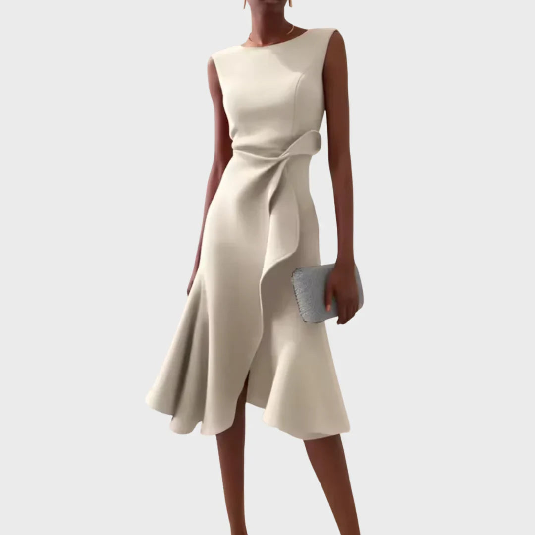 Sheila - Stilvolles Damen Midikleid mit Volantdetails