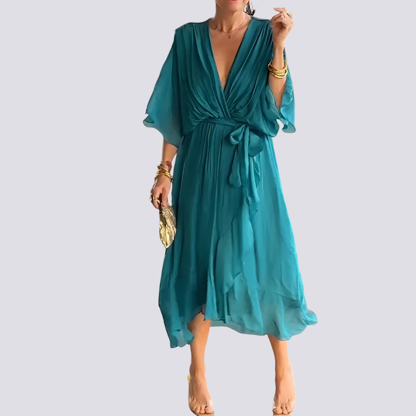 Jane - Kleid mit V-Ausschnitt und asymmetrischem Design