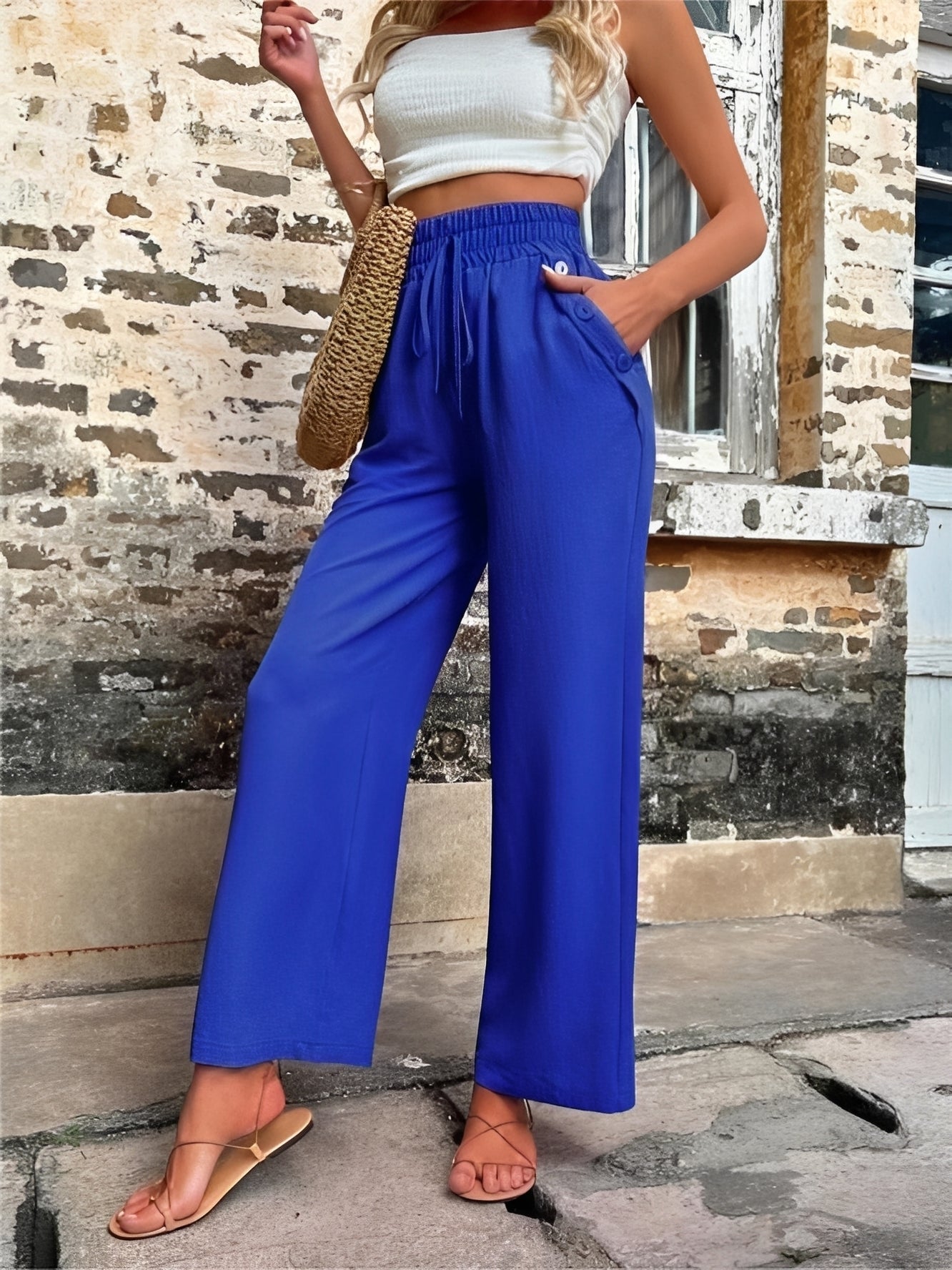 Allie - Trendige Damenhose mit weitem Schnitt und hohem Bund