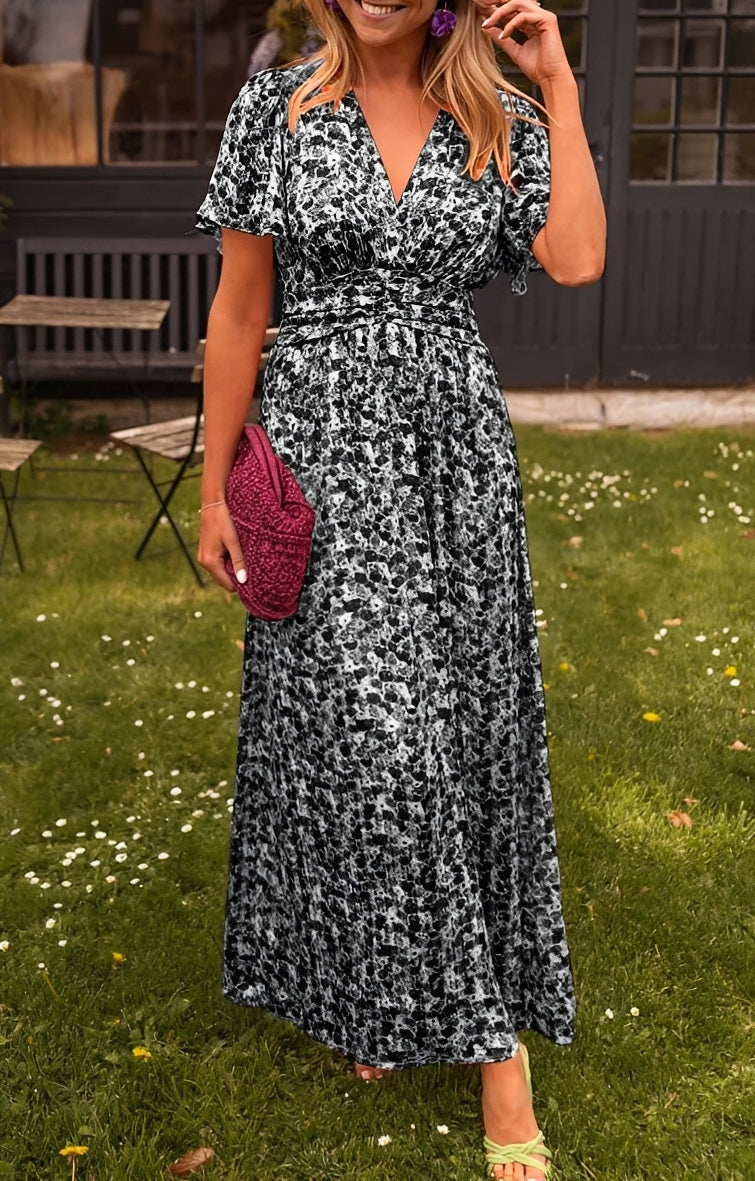 Rachel - Schickes langes Damenkleid mit V-Ausschnitt