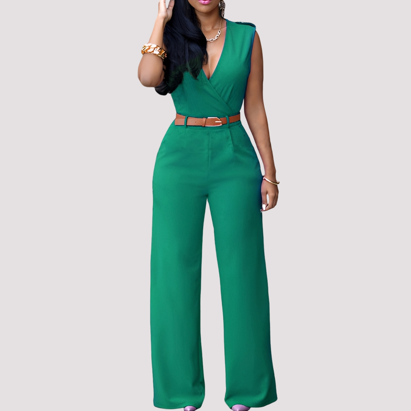 Esther - Stilvoller Damen-Jumpsuit mit Gürtel