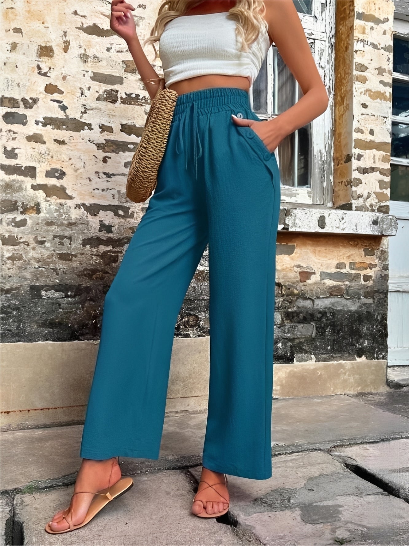 Allie - Trendige Damenhose mit weitem Schnitt und hohem Bund