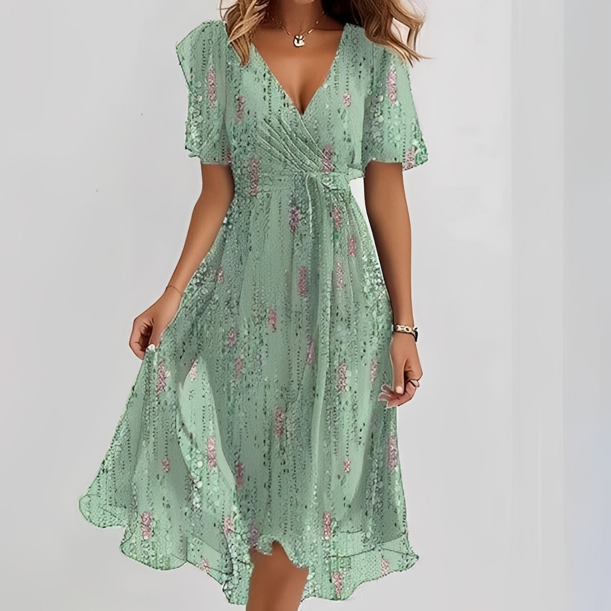 Emelia - Chiffonkleid mit Blumenmuster