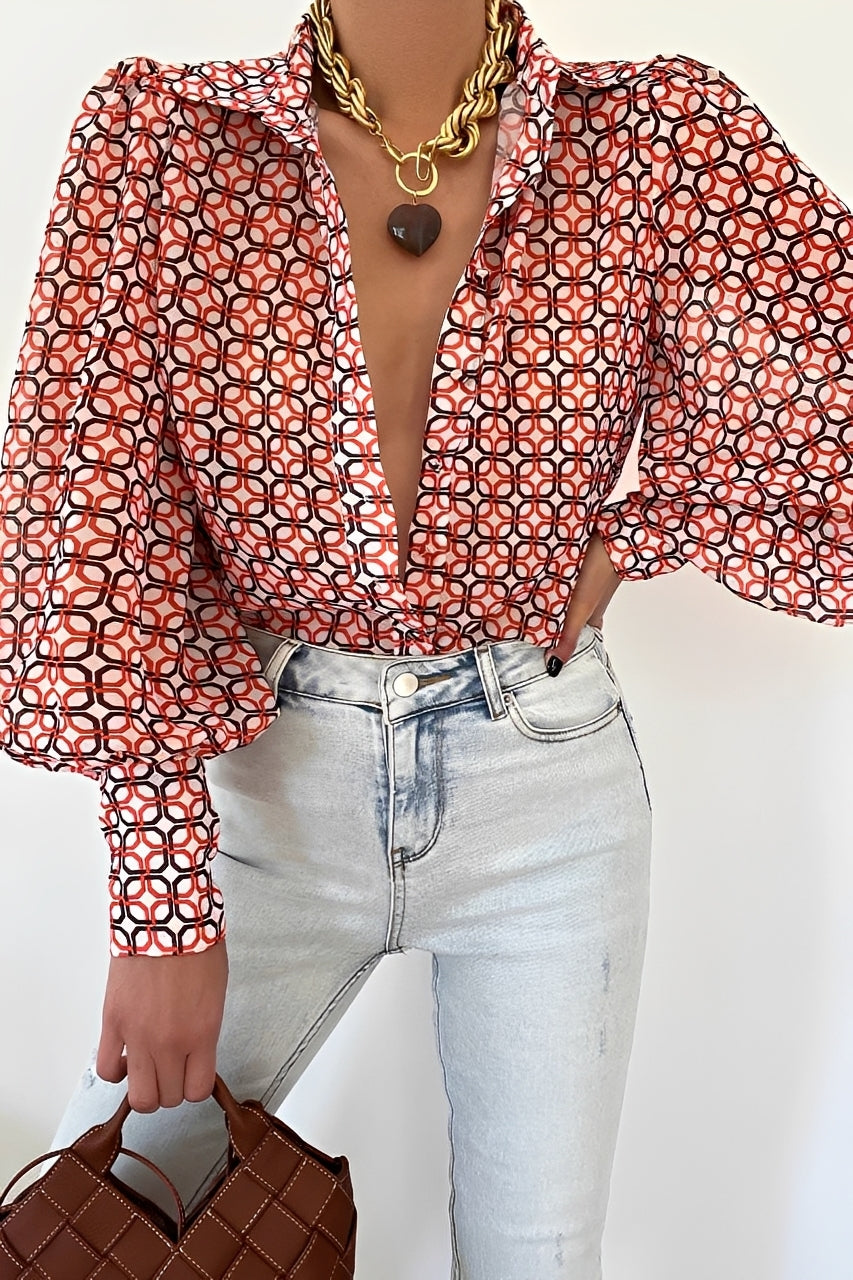 Carla - Elegante Bluse mit Laternenärmeln für Damen