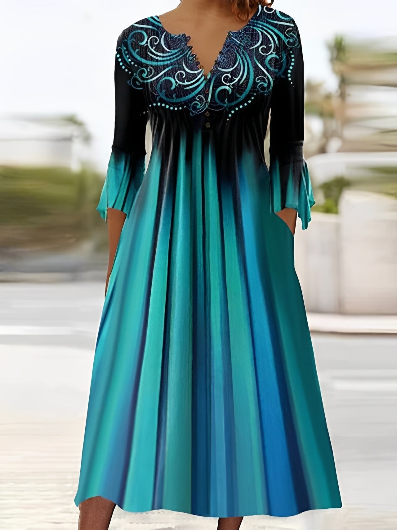 Bonnie - Schickes Midikleid für Damen mit 3/4-Ärmeln