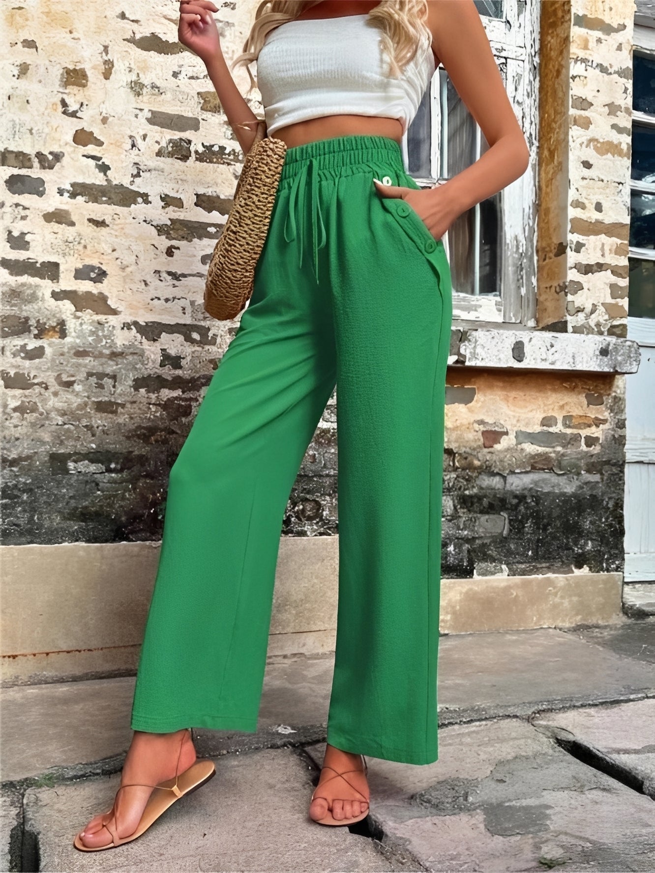 Allie - Trendige Damenhose mit weitem Schnitt und hohem Bund