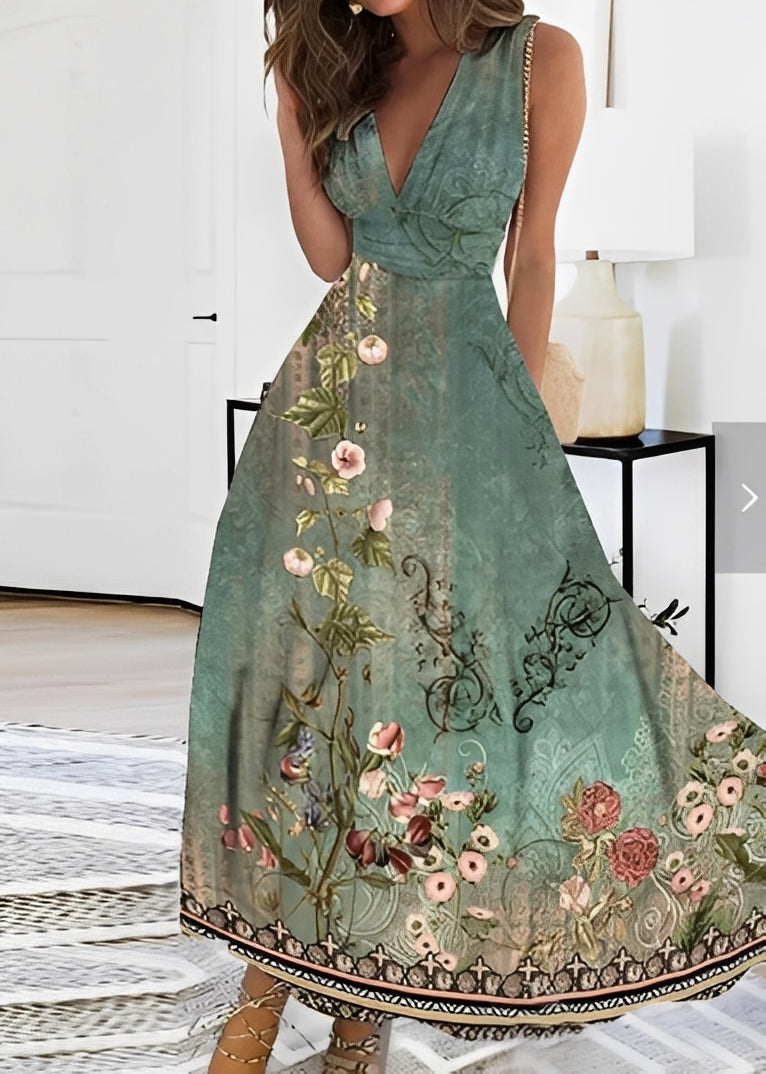 Kathryn - Stilvolles Maxikleid mit floralen Mustern für Damen