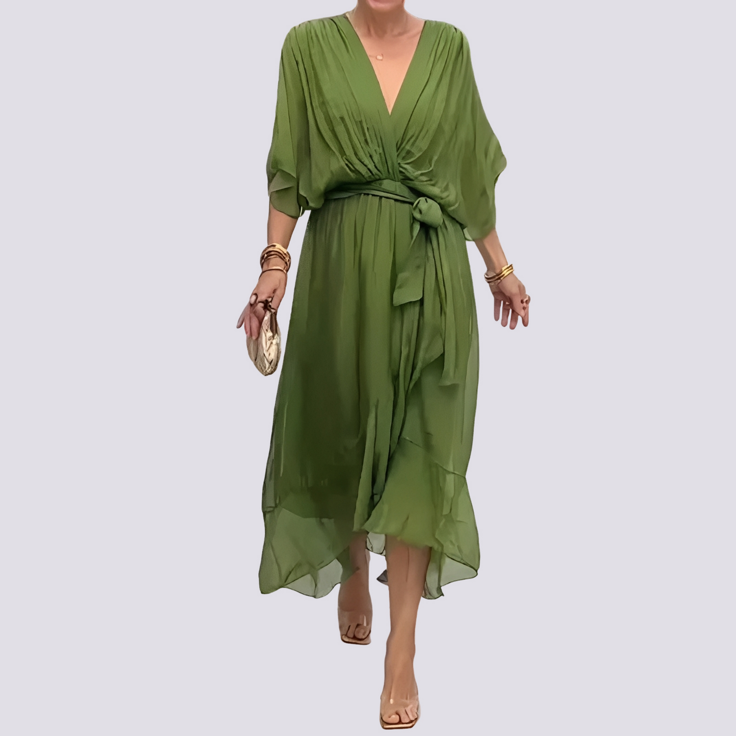 Jane - Kleid mit V-Ausschnitt und asymmetrischem Design