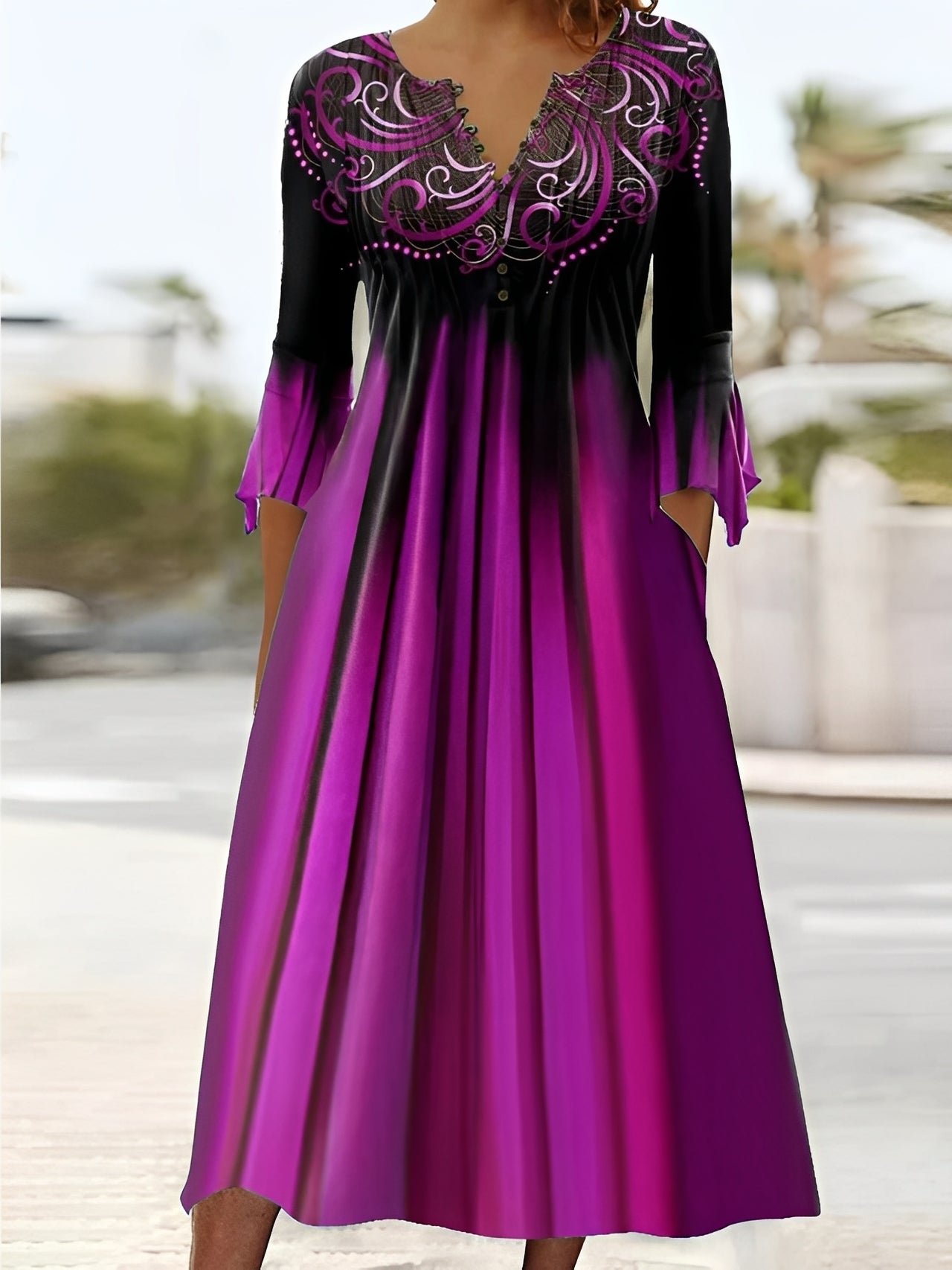 Bonnie - Schickes Midikleid für Damen mit 3/4-Ärmeln