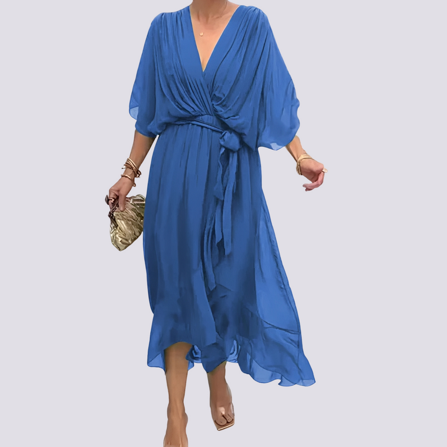 Jane - Kleid mit V-Ausschnitt und asymmetrischem Design