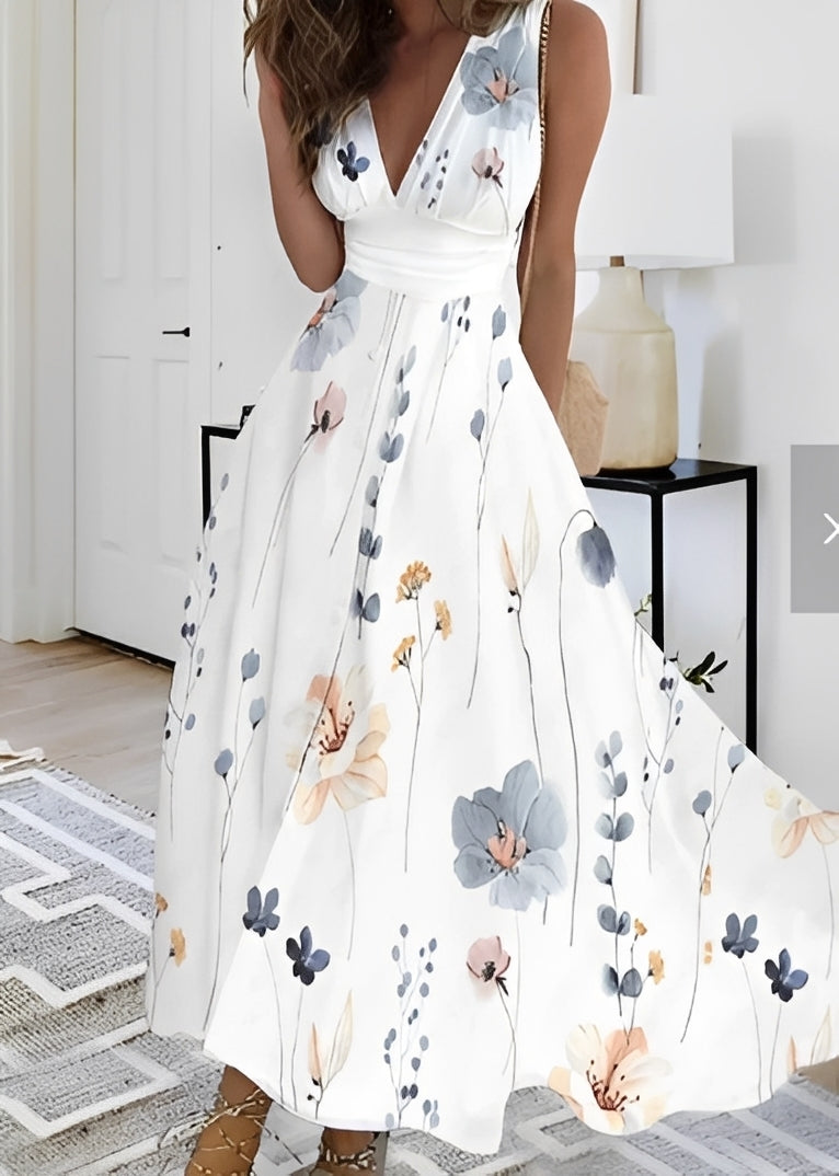 Kathryn - Stilvolles Maxikleid mit floralen Mustern für Damen