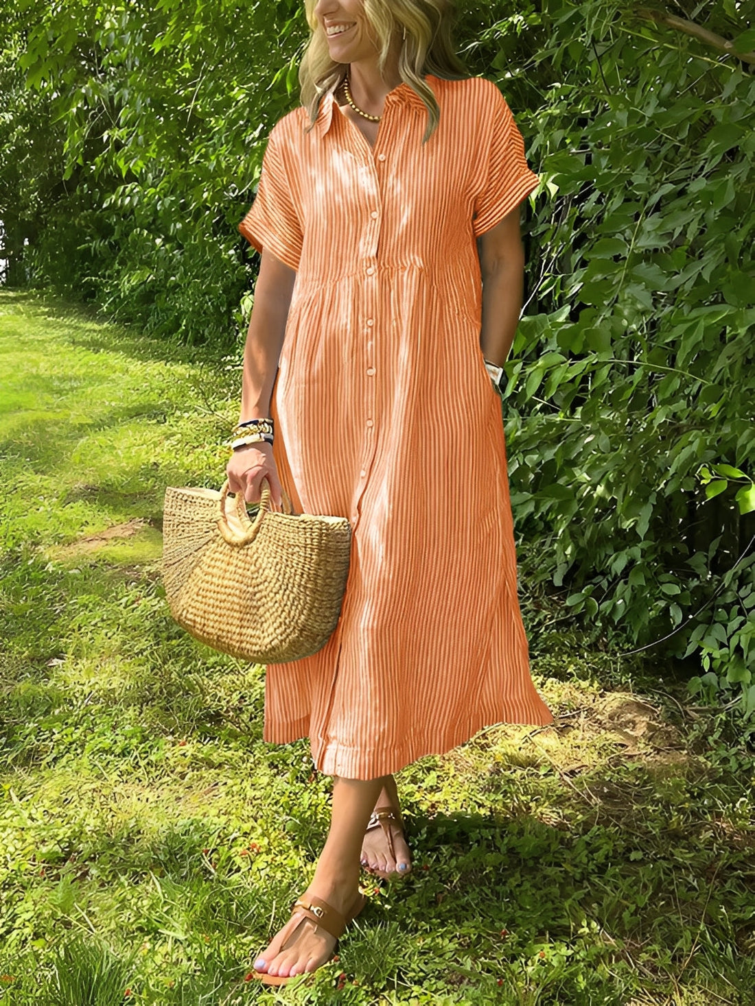 Alana - Bequemes gestreiftes Damen-Hemdkleid