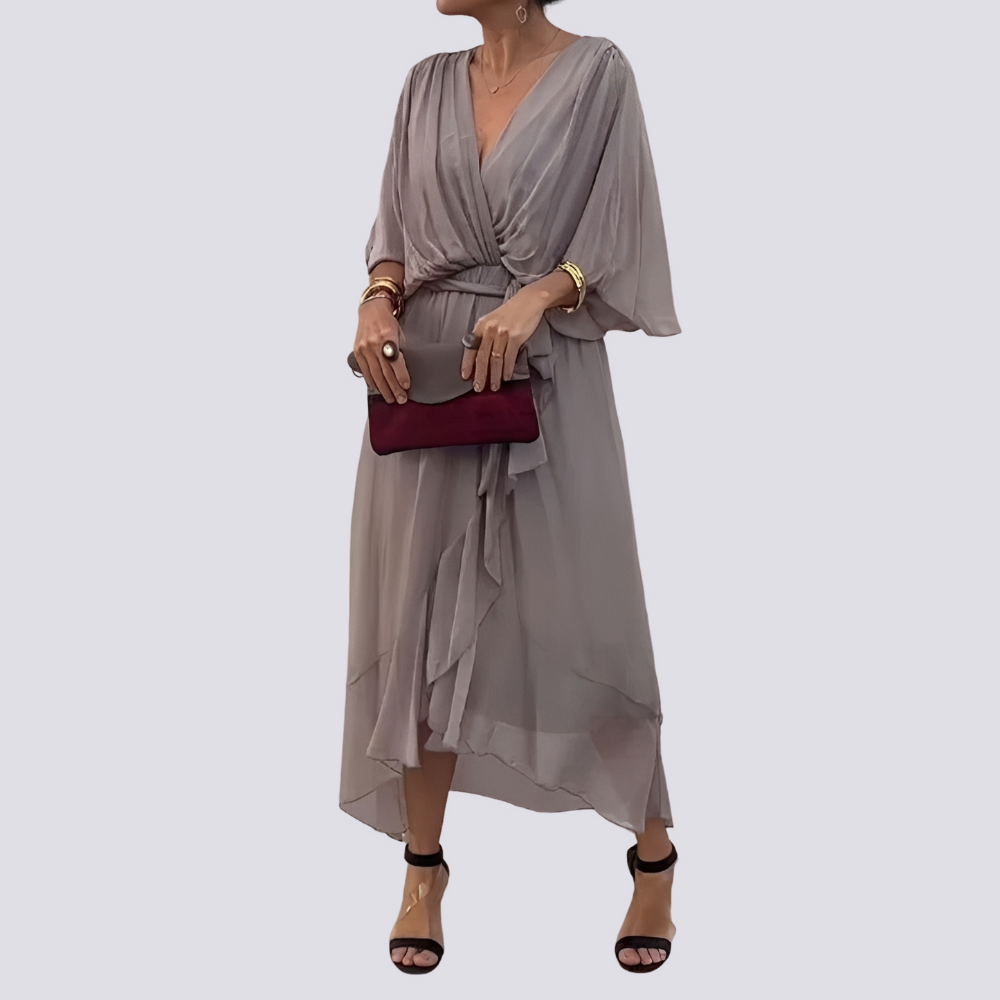 Jane - Kleid mit V-Ausschnitt und asymmetrischem Design