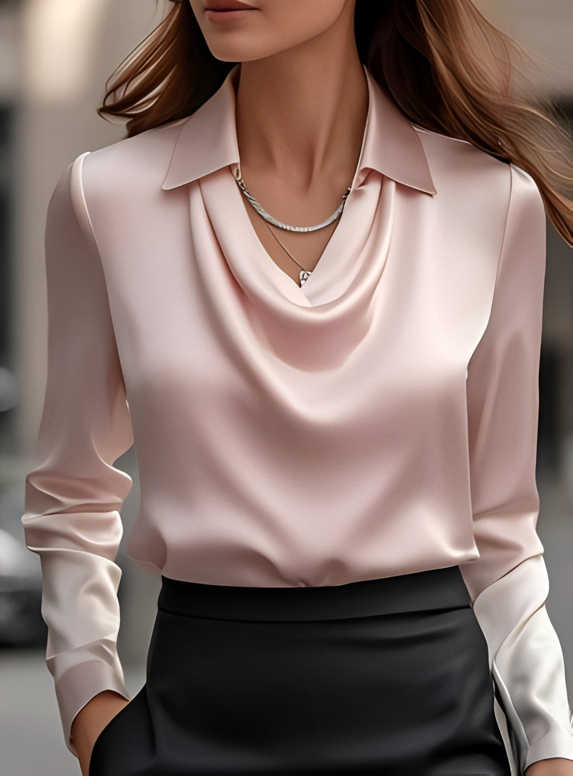 Terry - Moderne Bluse mit langen Ärmeln und Plissee