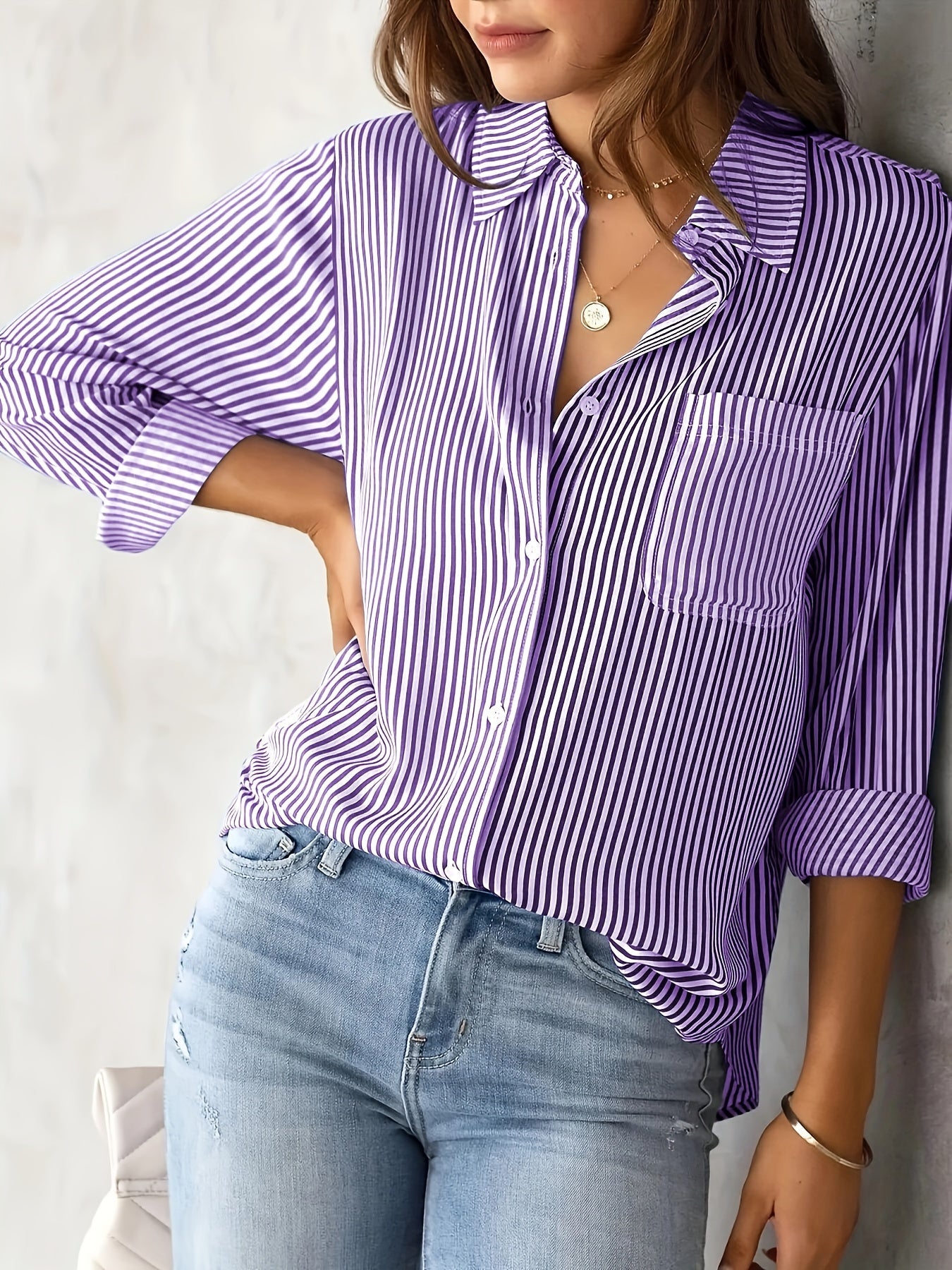 Nancy - Lockeres Damen-Shirt mit Streifen und langen Ärmeln