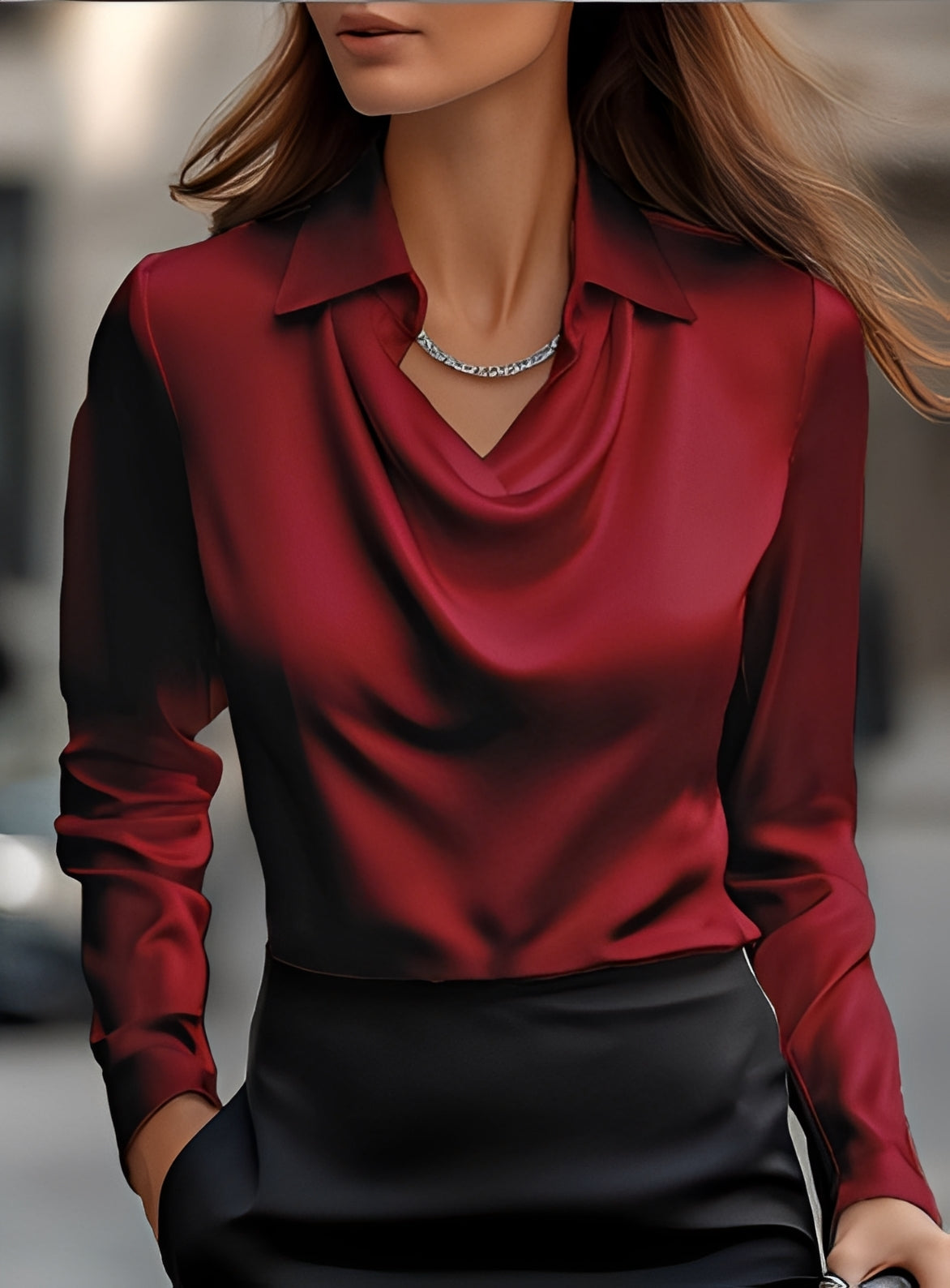 Terry - Moderne Bluse mit langen Ärmeln und Plissee