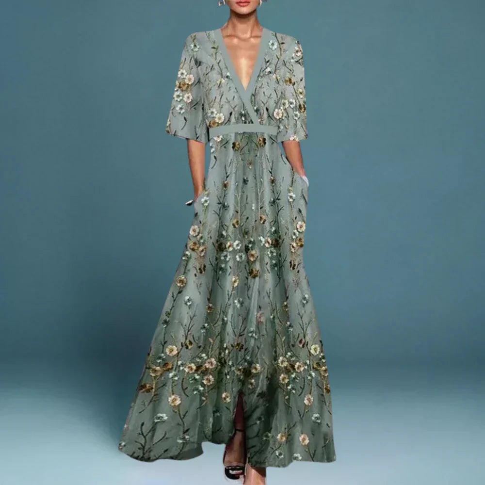 Jill- Stilvolles Damen Maxikleid mit Blumenmuster