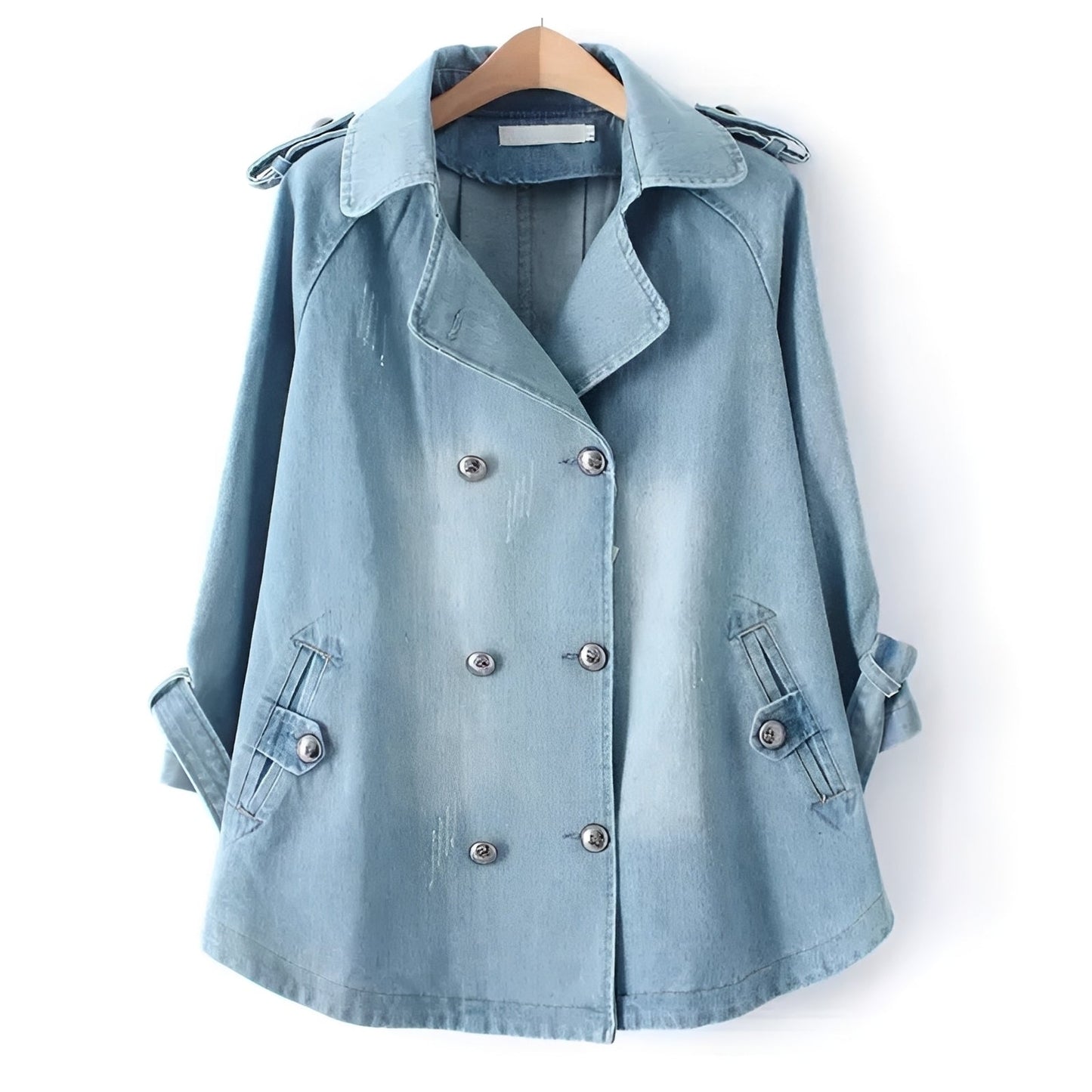 Faye - Modischer Cape-Mantel im Jeans-Look