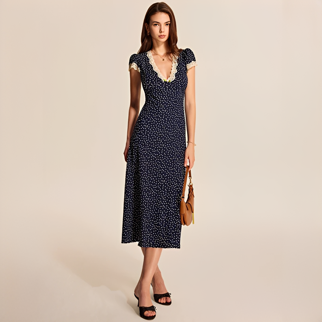 Janette - Trendiges Spitzenbesatz-Kleid
