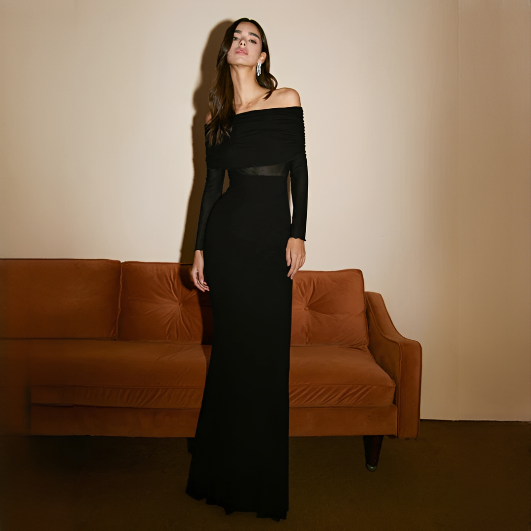 Ermanda - Elegantes schulterfreies langes Kleid