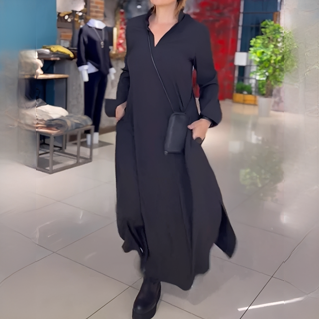 Cassie - Lang geschnittenes, weites Kleid mit Ärmeln