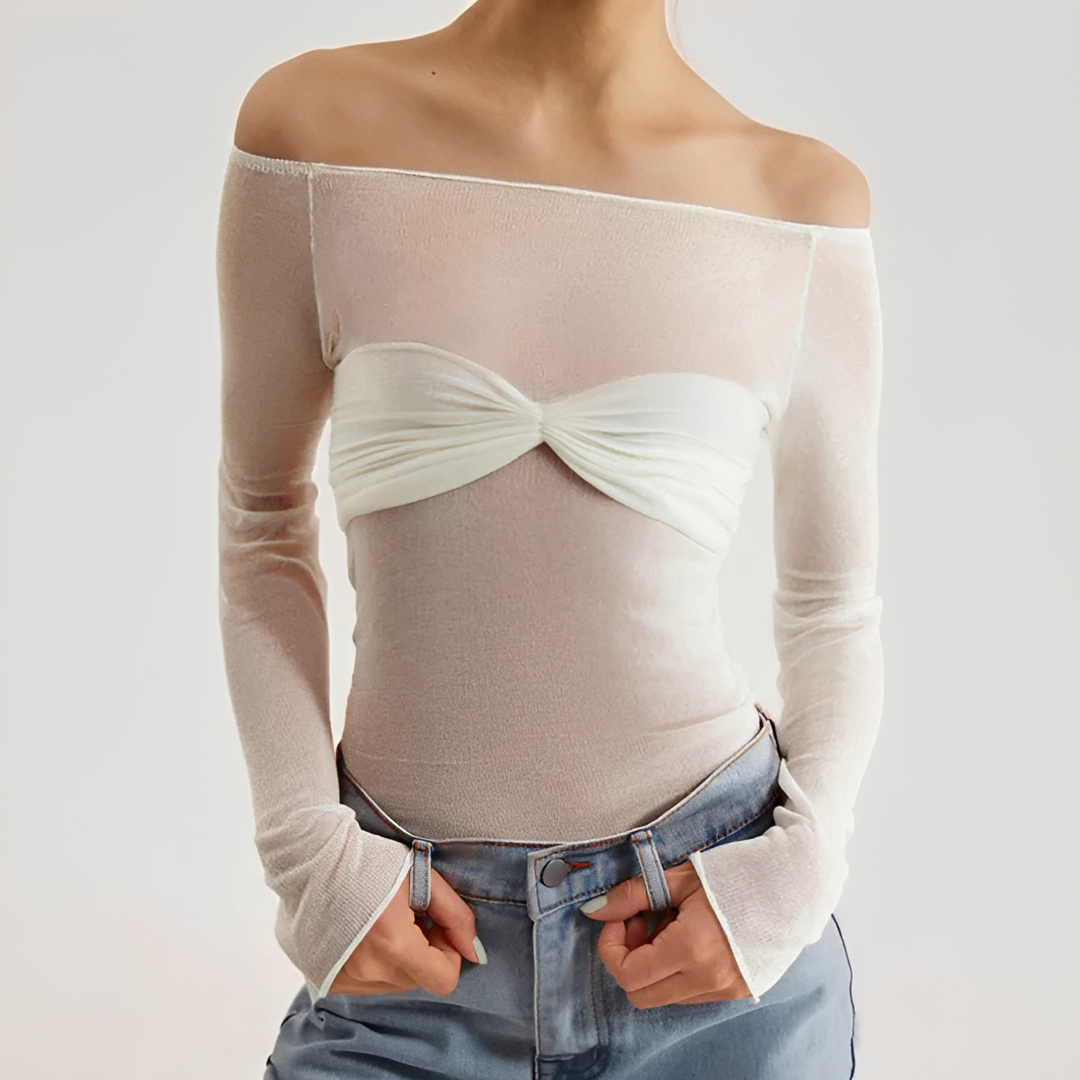 Shanelle - Schulterfreies Langarmshirt
