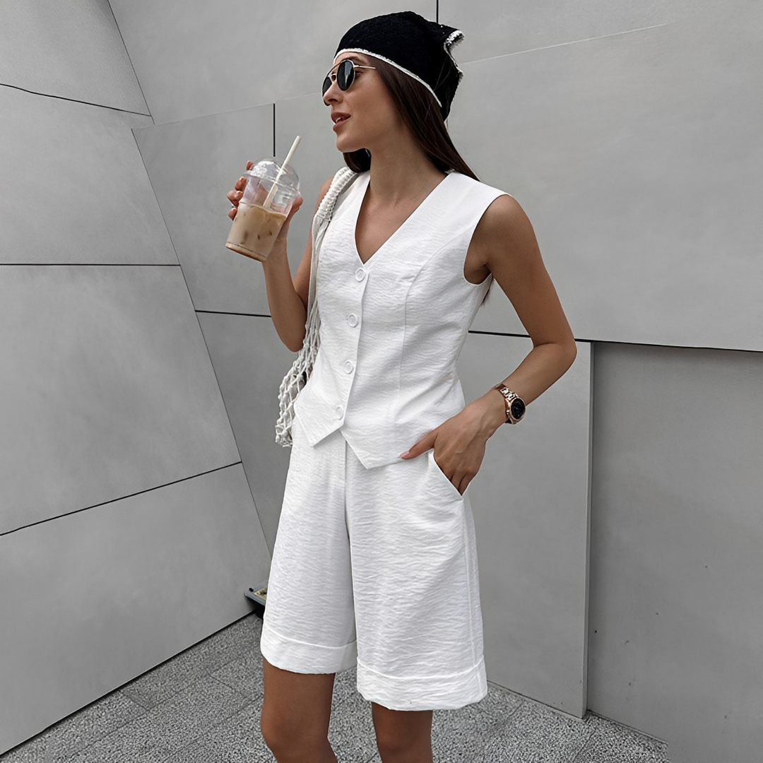 Ruth - Müheloses ärmelloses Weste-Short-Set
