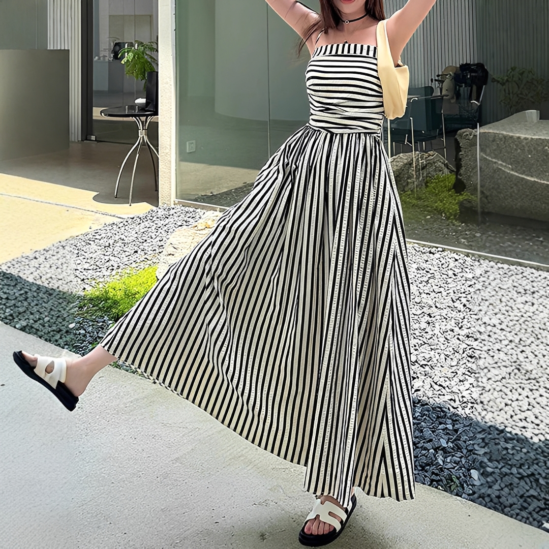 Cindy - Stilvolles Streifen-Maxikleid