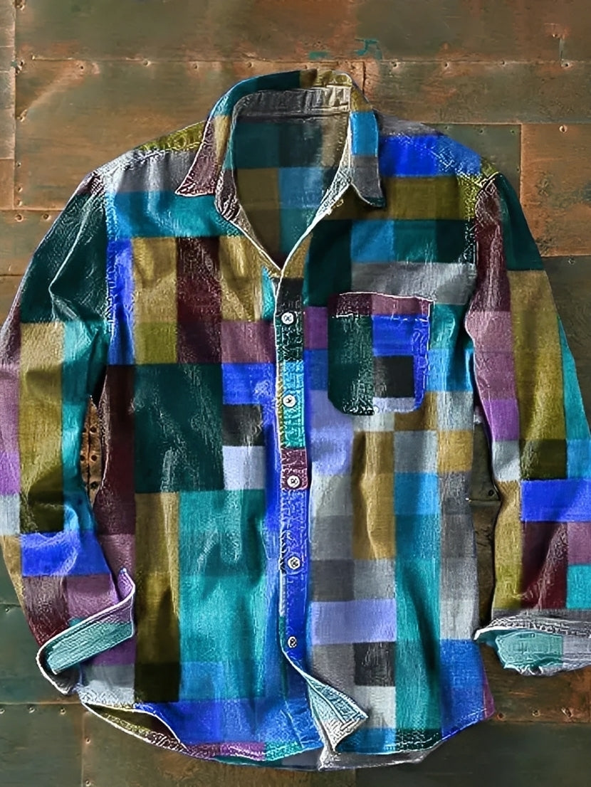 Charles – Herren-Langarmhemd – Intensiv gefärbt im Retro-Stil